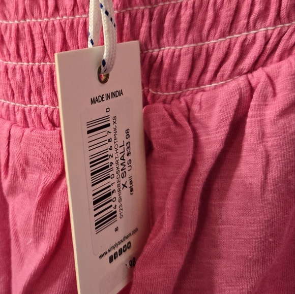 Simply Southern Pink Shirred Tiered Ruffle Skirt NWT Size: XS - Picture 2 of 4